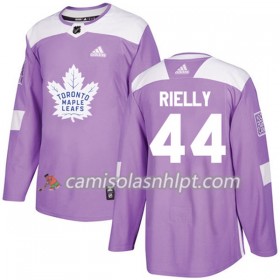 Camisola Toronto Maple Leafs Morgan Rielly 44 Adidas 2017-2018 Roxo Fights Cancer Practice Authentic - Homem